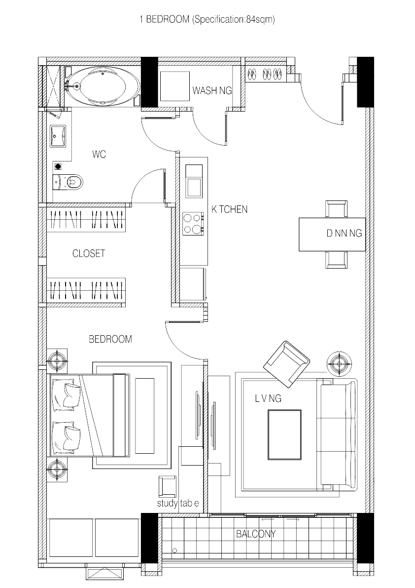 Floor 2 revise for kitchenu6 r-Model 84m2_pagenumber.001